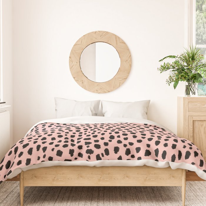 Pink and Black Dalmatian Spots (black/pink) Duvet Cover Gallery Image 3