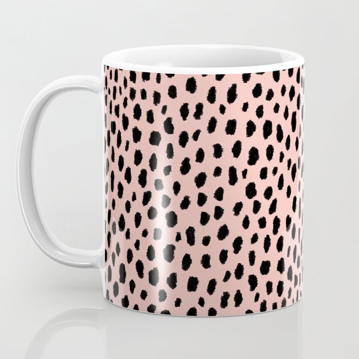 Pink and Black Dalmatian Spots (black/pink) Coffee Mug Gallery Image 3
