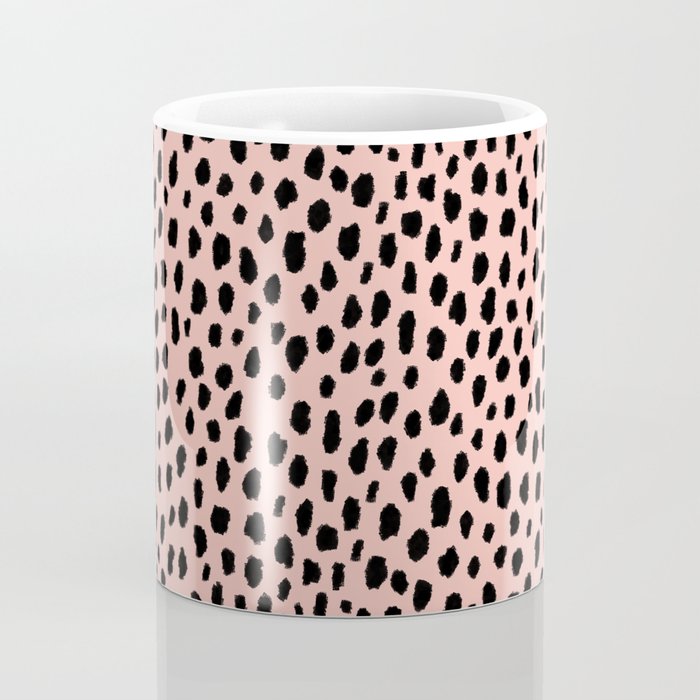 Pink and Black Dalmatian Spots (black/pink) Coffee Mug Gallery Image 4