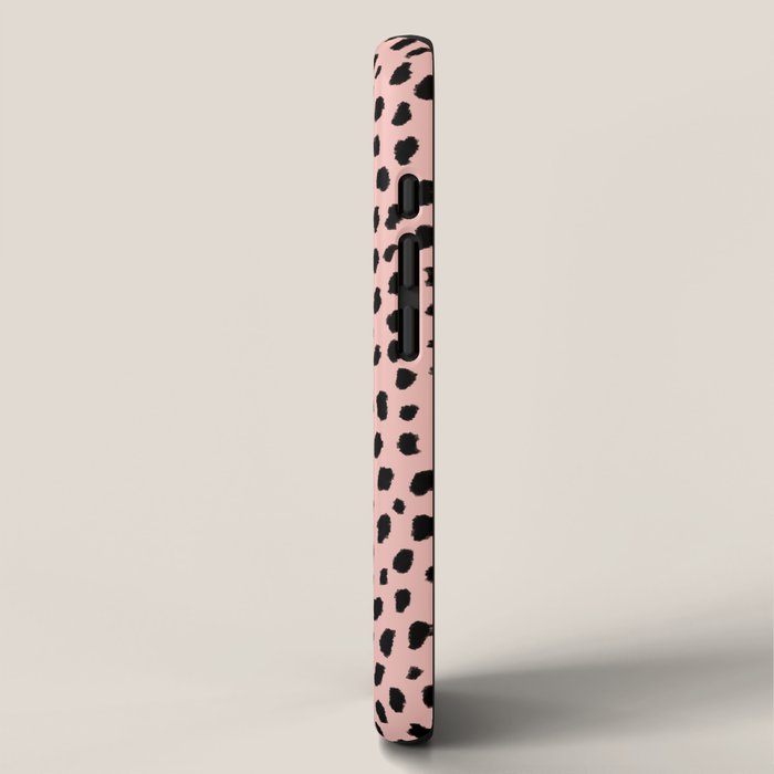 Pink and Black Dalmatian Spots (black/pink) iPhone Case Gallery Image 2