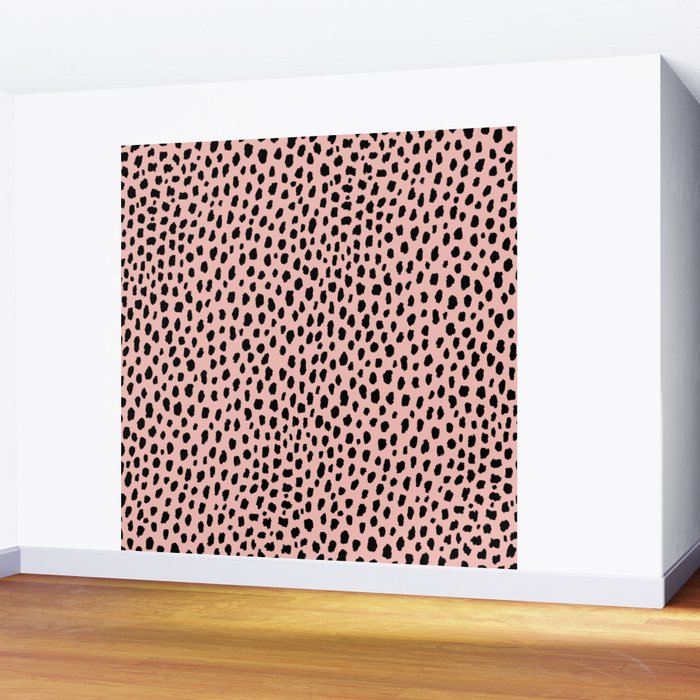 Pink and Black Dalmatian Spots (black/pink) Wall Mural Gallery Image 2