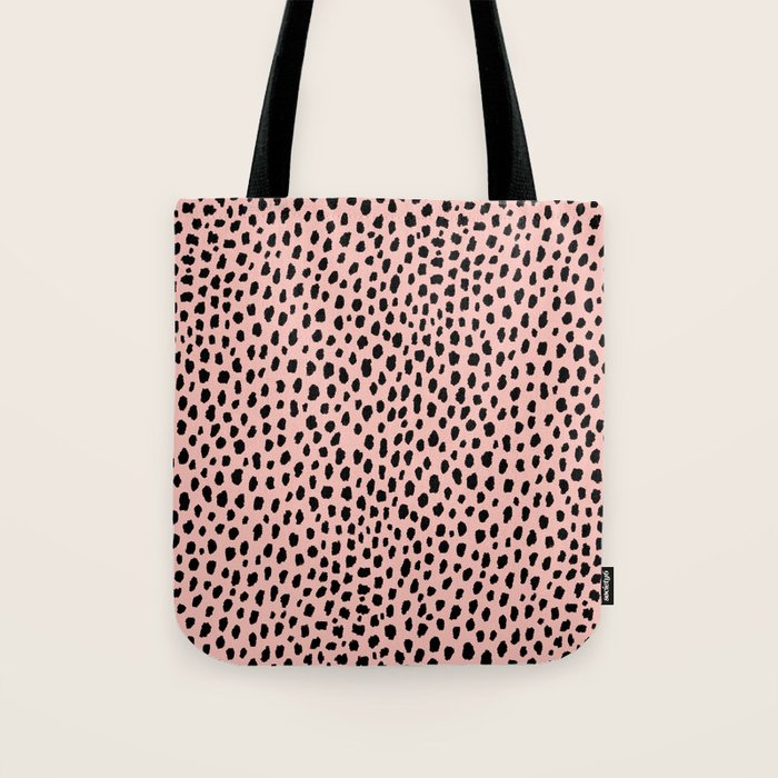 Pink and Black Dalmatian Spots (black/pink) Tote Bag Gallery Image 1