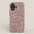 Pink and Black Dalmatian Spots (black/pink) iPhone Case Gallery Image 1