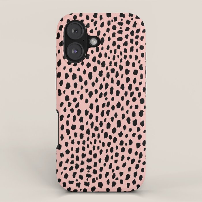 Pink and Black Dalmatian Spots (black/pink) iPhone Case Gallery Image 1