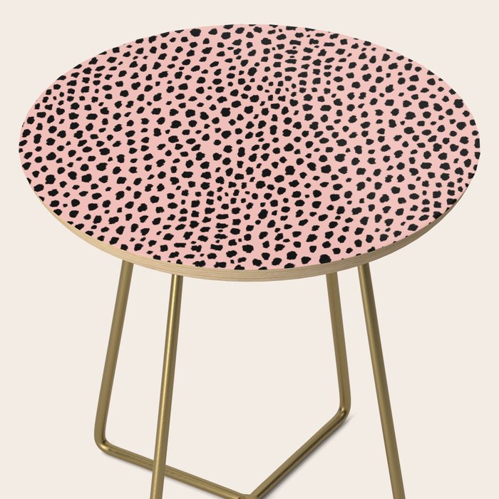 Pink and Black Dalmatian Spots (black/pink) Side Table Gallery Image 2