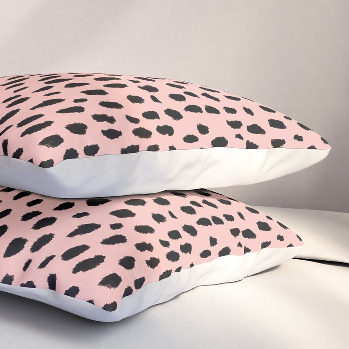 Pink and Black Dalmatian Spots (black/pink) Pillow Sham Gallery Image 3