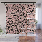 Pink and Black Dalmatian Spots (black/pink) Wall Mural Gallery Image 1