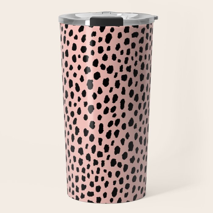Pink and Black Dalmatian Spots (black/pink) Travel Mug Gallery Image 1