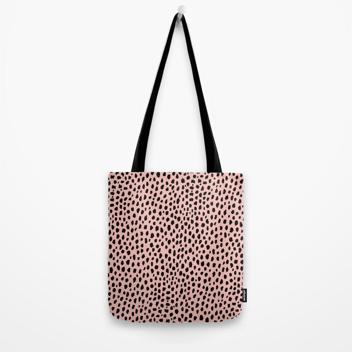 Pink and Black Dalmatian Spots (black/pink) Tote Bag Gallery Image 2