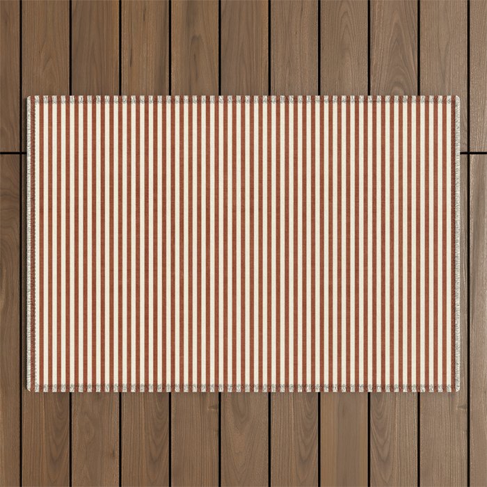 Pinstripe in Rust Outdoor Rug Gallery Image 1