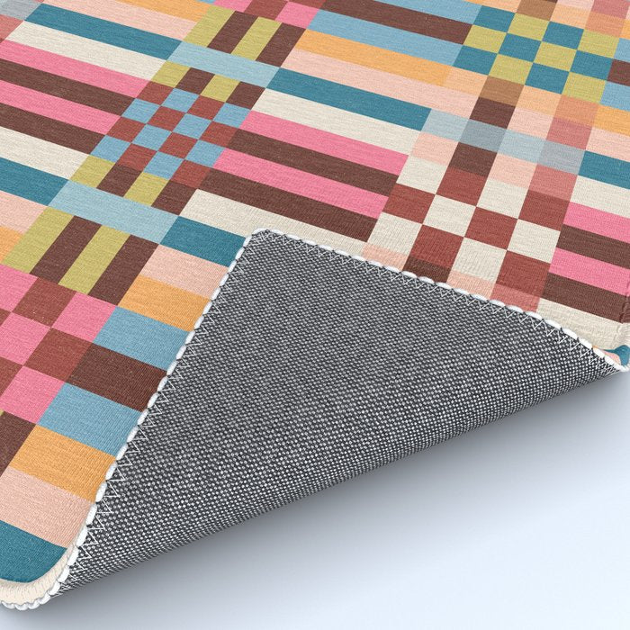 Woven Checks and Stripes Multicolored Rug Gallery Image 4