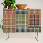 Cozy Gingham Patchwork Autumn Winter Pattern Credenza Gallery Image 1