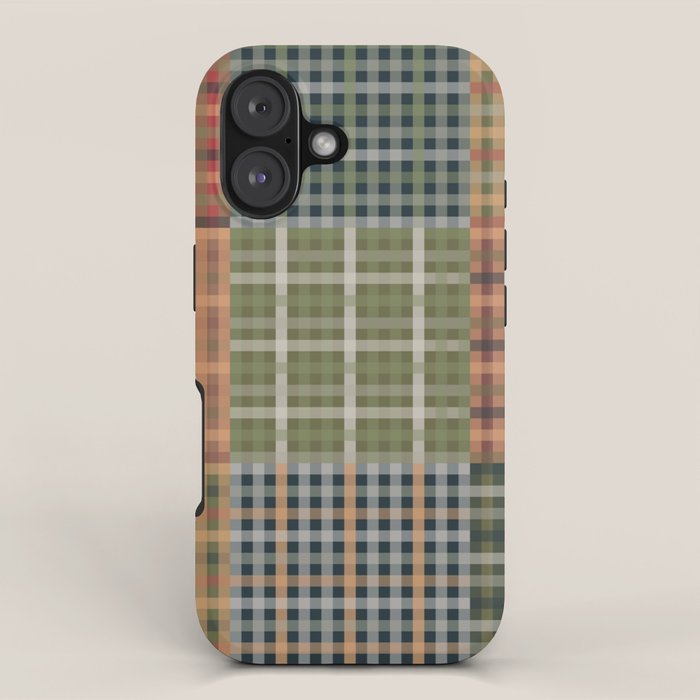 Cozy Gingham Patchwork Autumn Winter Pattern iPhone Case Gallery Image 1