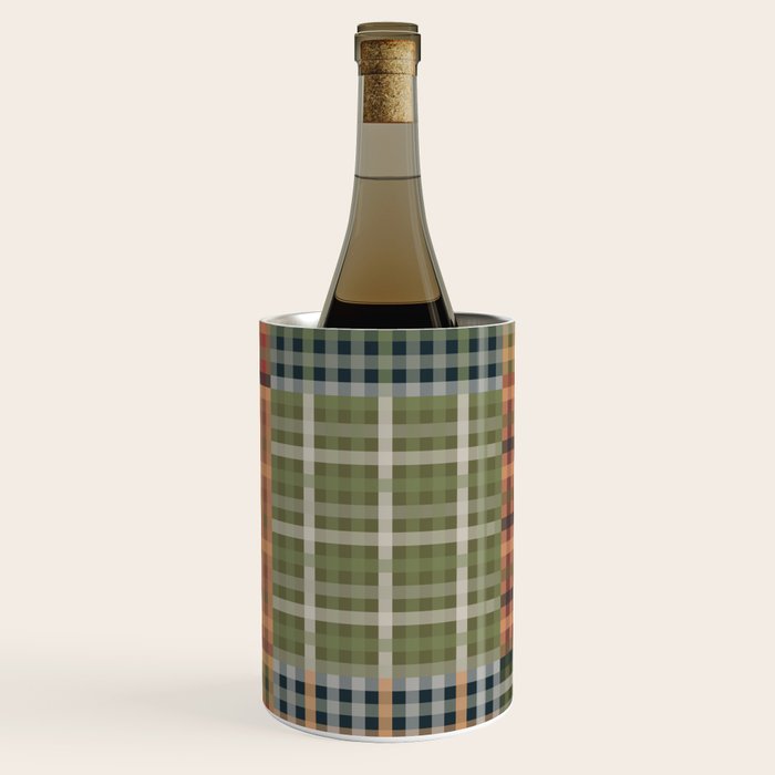 Cozy Gingham Patchwork Autumn Winter Pattern Wine Chiller Gallery Image 1