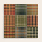 Cozy Gingham Patchwork Autumn Winter Pattern Wood Wall Art Gallery Image 1