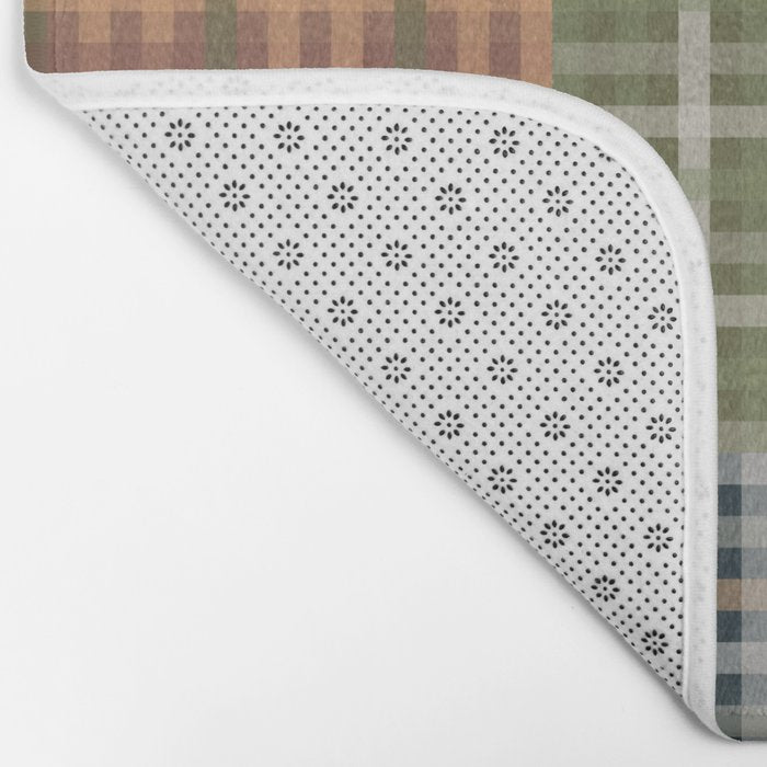 Cozy Gingham Patchwork Autumn Winter Pattern Bath Mat Gallery Image 2