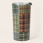 Cozy Gingham Patchwork Autumn Winter Pattern Travel Mug Gallery Image 2