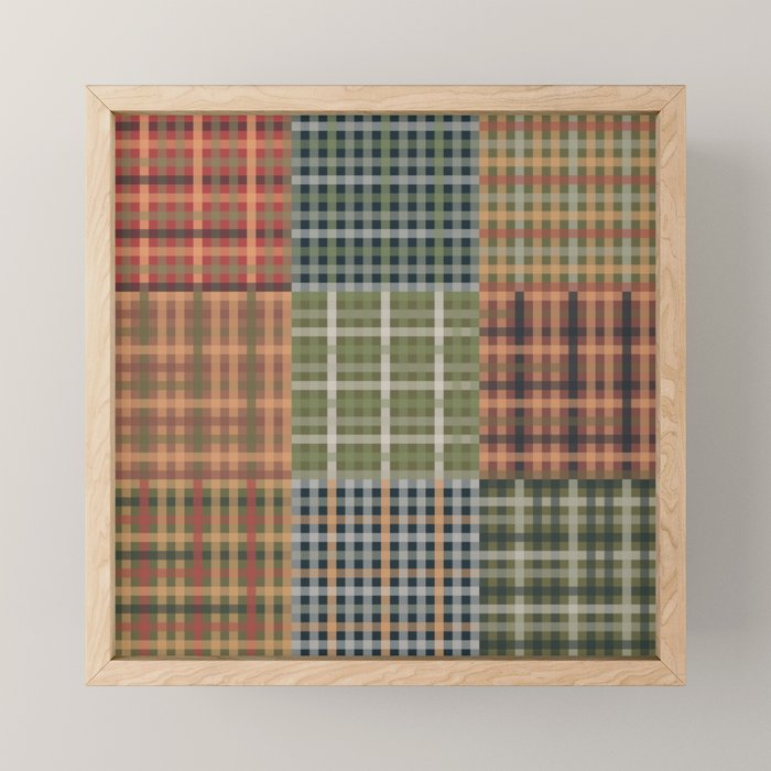 Cozy Gingham Patchwork Autumn Winter Pattern Mini Art Print Gallery Image 1