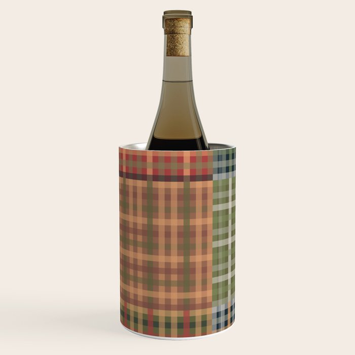 Cozy Gingham Patchwork Autumn Winter Pattern Wine Chiller Gallery Image 2