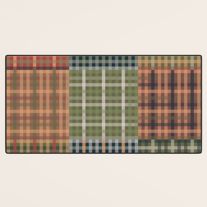 Cozy Gingham Patchwork Autumn Winter Pattern Desk Mat Gallery Image 3