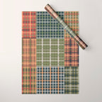 Cozy Gingham Patchwork Autumn Winter Pattern Wrapping Paper Gallery Image 1