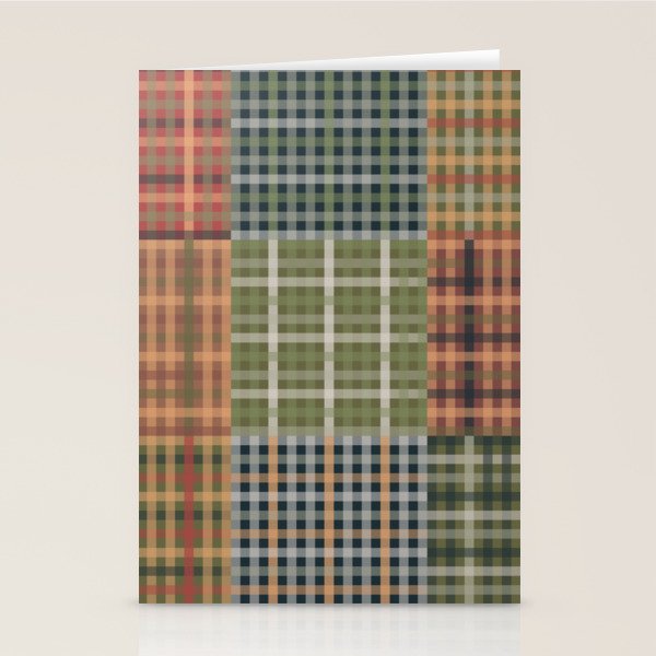 Cozy Gingham Patchwork Autumn Winter Pattern Stationery Card Gallery Image 2