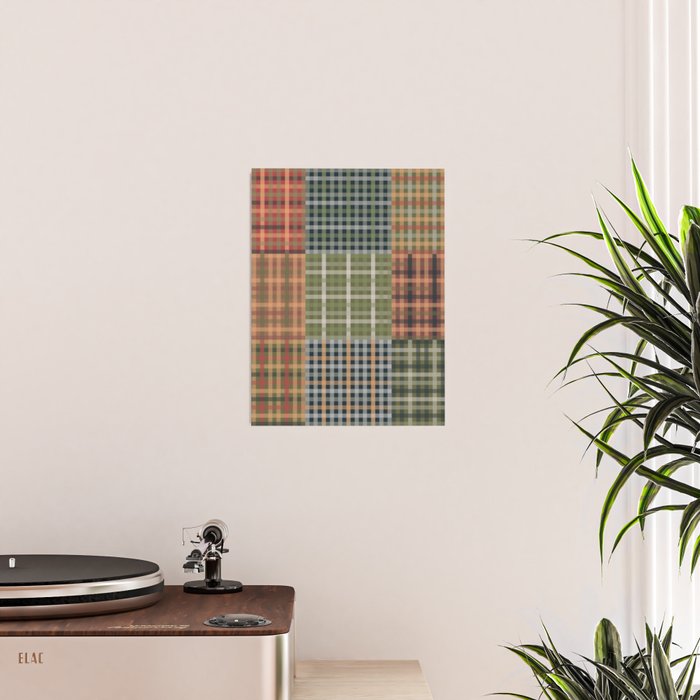 Cozy Gingham Patchwork Autumn Winter Pattern Poster Gallery Image 2