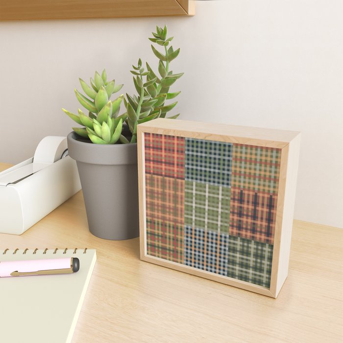 Cozy Gingham Patchwork Autumn Winter Pattern Mini Art Print Gallery Image 2