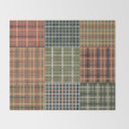 Cozy Gingham Patchwork Autumn Winter Pattern Throw Blanket Gallery Image 2