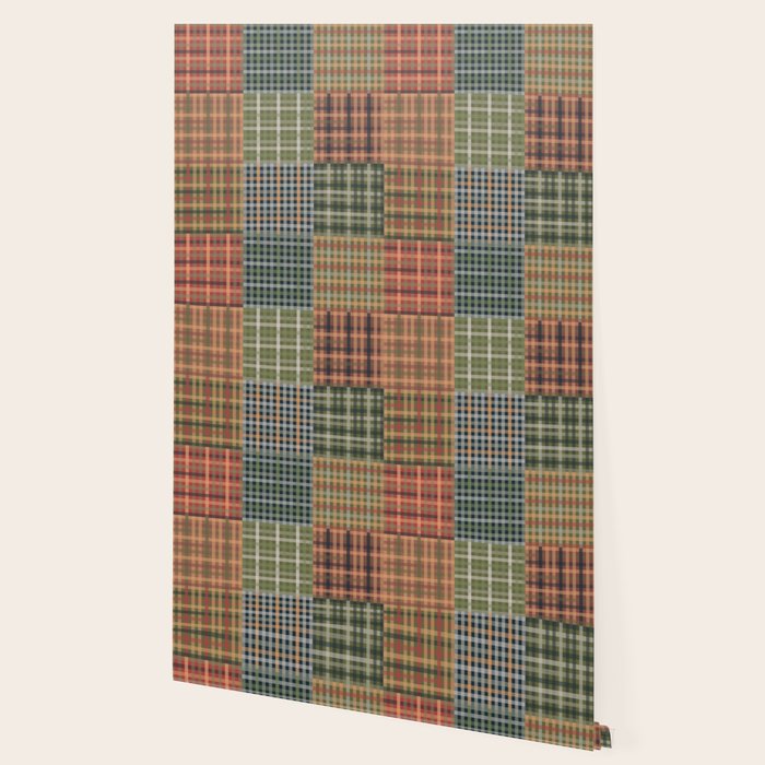 Cozy Gingham Patchwork Autumn Winter Pattern Wallpaper Gallery Image 2