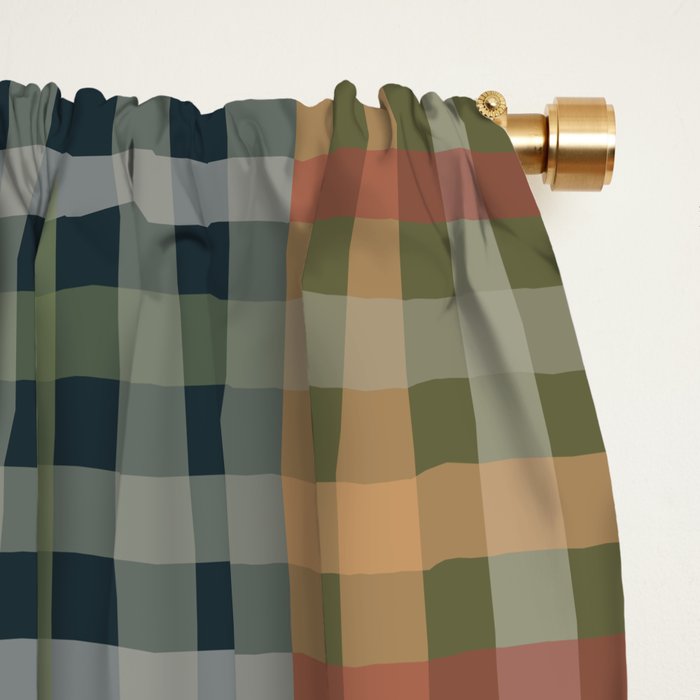 Cozy Gingham Patchwork Autumn Winter Pattern Window Curtain Gallery Image 2