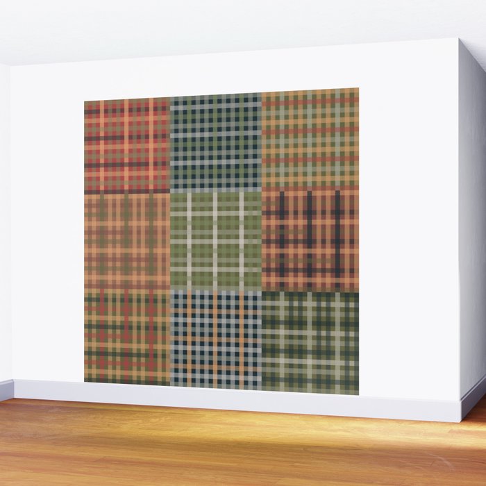 Cozy Gingham Patchwork Autumn Winter Pattern Wall Mural Gallery Image 2