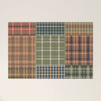 Cozy Gingham Patchwork Autumn Winter Pattern Welcome Mat Gallery Image 1