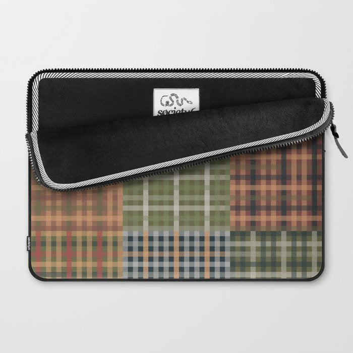 Cozy Gingham Patchwork Autumn Winter Pattern Laptop Sleeve Gallery Image 2