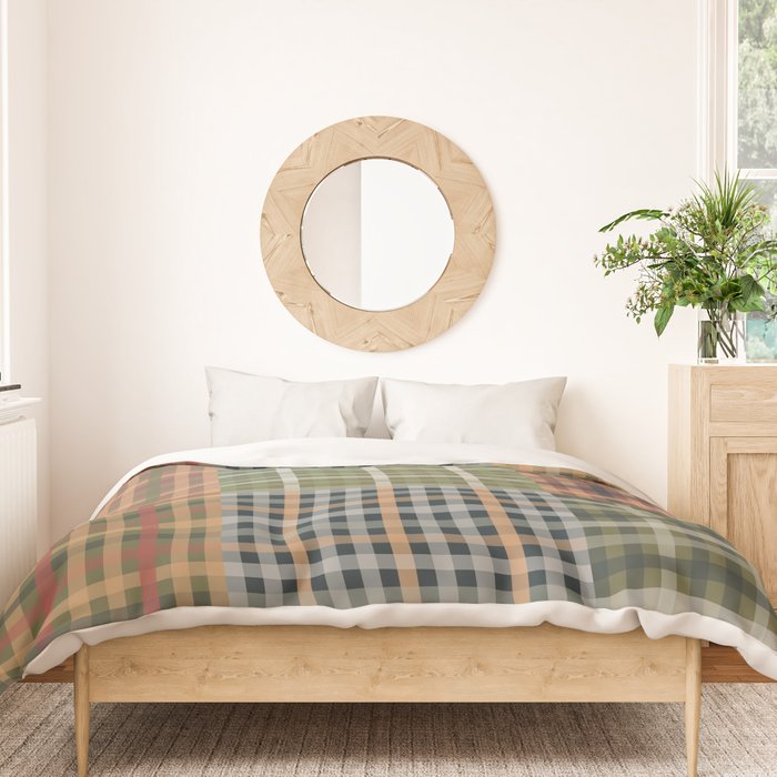 Cozy Gingham Patchwork Autumn Winter Pattern Duvet Cover Gallery Image 3