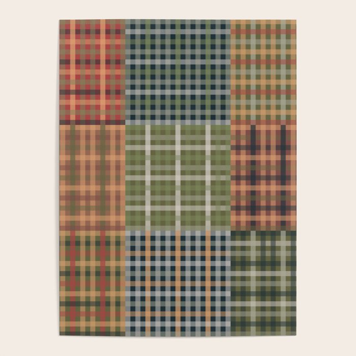 Cozy Gingham Patchwork Autumn Winter Pattern Poster Gallery Image 4