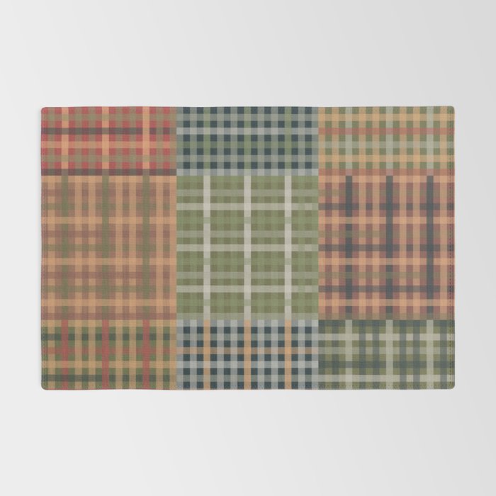 Cozy Gingham Patchwork Autumn Winter Pattern Rug Gallery Image 2