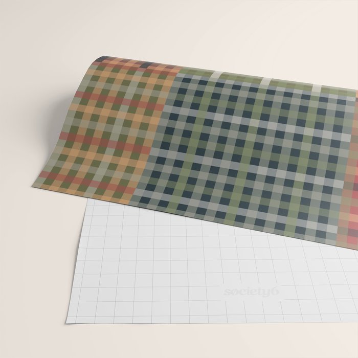 Cozy Gingham Patchwork Autumn Winter Pattern Wrapping Paper Gallery Image 2