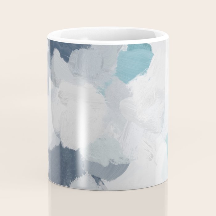 Clouds Before Space - Navy Indigo Turquoise Blue White Gray Mint Abstract Air Painting Art Coffee Mug Gallery Image 4