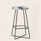 Clouds Before Space - Navy Indigo Turquoise Blue White Gray Mint Abstract Air Painting Art Stool Gallery Image 1
