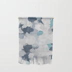 Clouds Before Space - Navy Indigo Turquoise Blue White Gray Mint Abstract Air Painting Art Wall Hanging Gallery Image 1