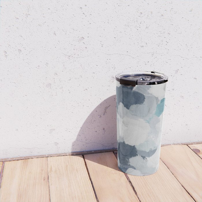 Clouds Before Space - Navy Indigo Turquoise Blue White Gray Mint Abstract Air Painting Art Travel Mug Gallery Image 4