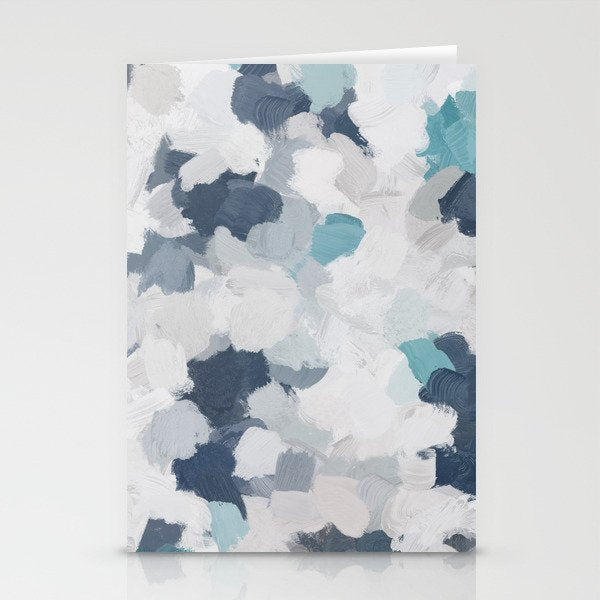 Clouds Before Space - Navy Indigo Turquoise Blue White Gray Mint Abstract Air Painting Art Stationery Card Gallery Image 2
