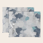 Clouds Before Space - Navy Indigo Turquoise Blue White Gray Mint Abstract Air Painting Art Placemat Gallery Image 1