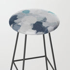 Clouds Before Space - Navy Indigo Turquoise Blue White Gray Mint Abstract Air Painting Art Stool Gallery Image 2
