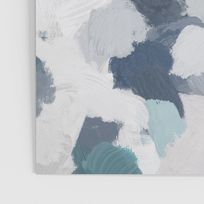 Clouds Before Space - Navy Indigo Turquoise Blue White Gray Mint Abstract Air Painting Art Poster Gallery Image 3