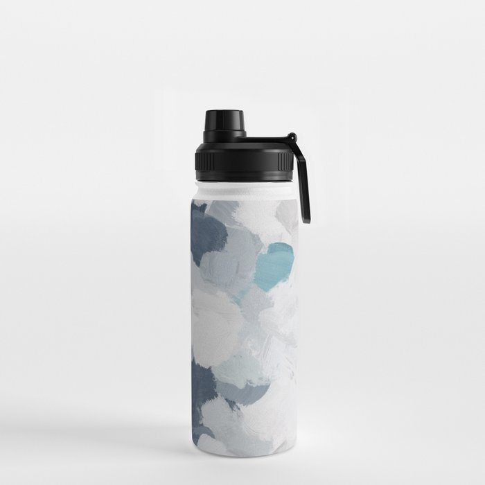Clouds Before Space - Navy Indigo Turquoise Blue White Gray Mint Abstract Air Painting Art Water Bottle Gallery Image 2