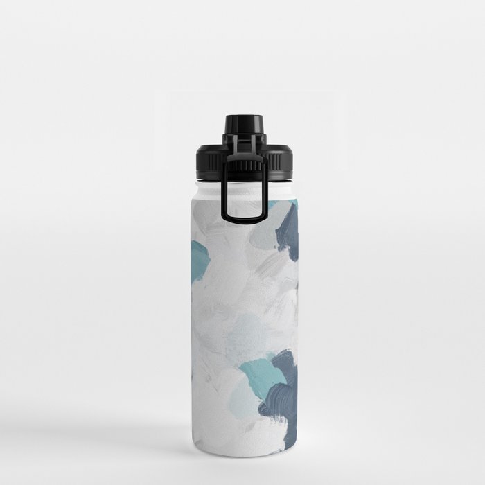 Clouds Before Space - Navy Indigo Turquoise Blue White Gray Mint Abstract Air Painting Art Water Bottle Gallery Image 2
