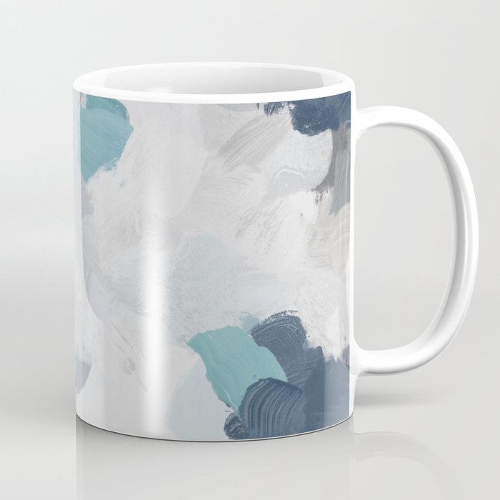 Clouds Before Space - Navy Indigo Turquoise Blue White Gray Mint Abstract Air Painting Art Coffee Mug Gallery Image 1