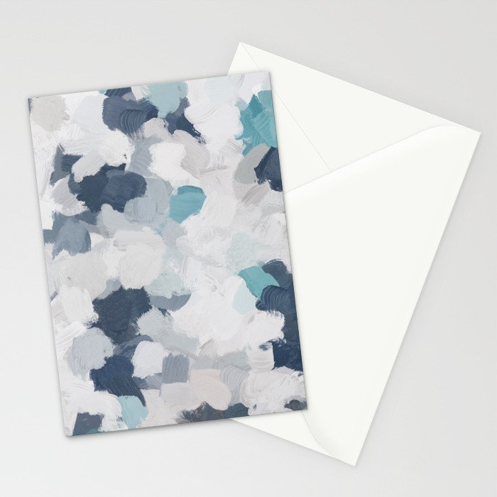 Clouds Before Space - Navy Indigo Turquoise Blue White Gray Mint Abstract Air Painting Art Stationery Card Gallery Image 2